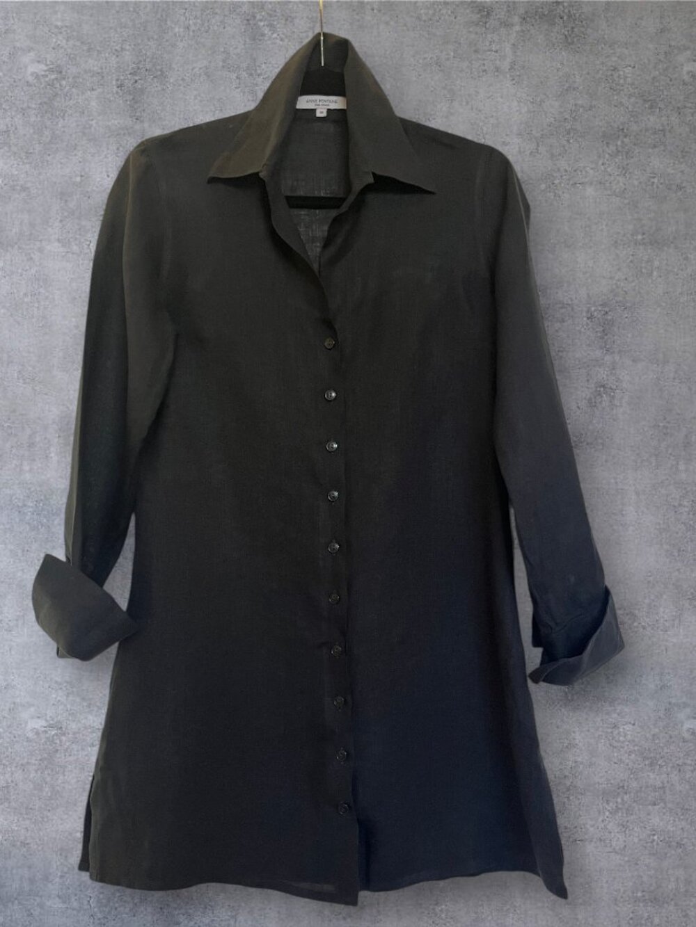Parisian Chic Anne Fontaine Black Linen Shirt